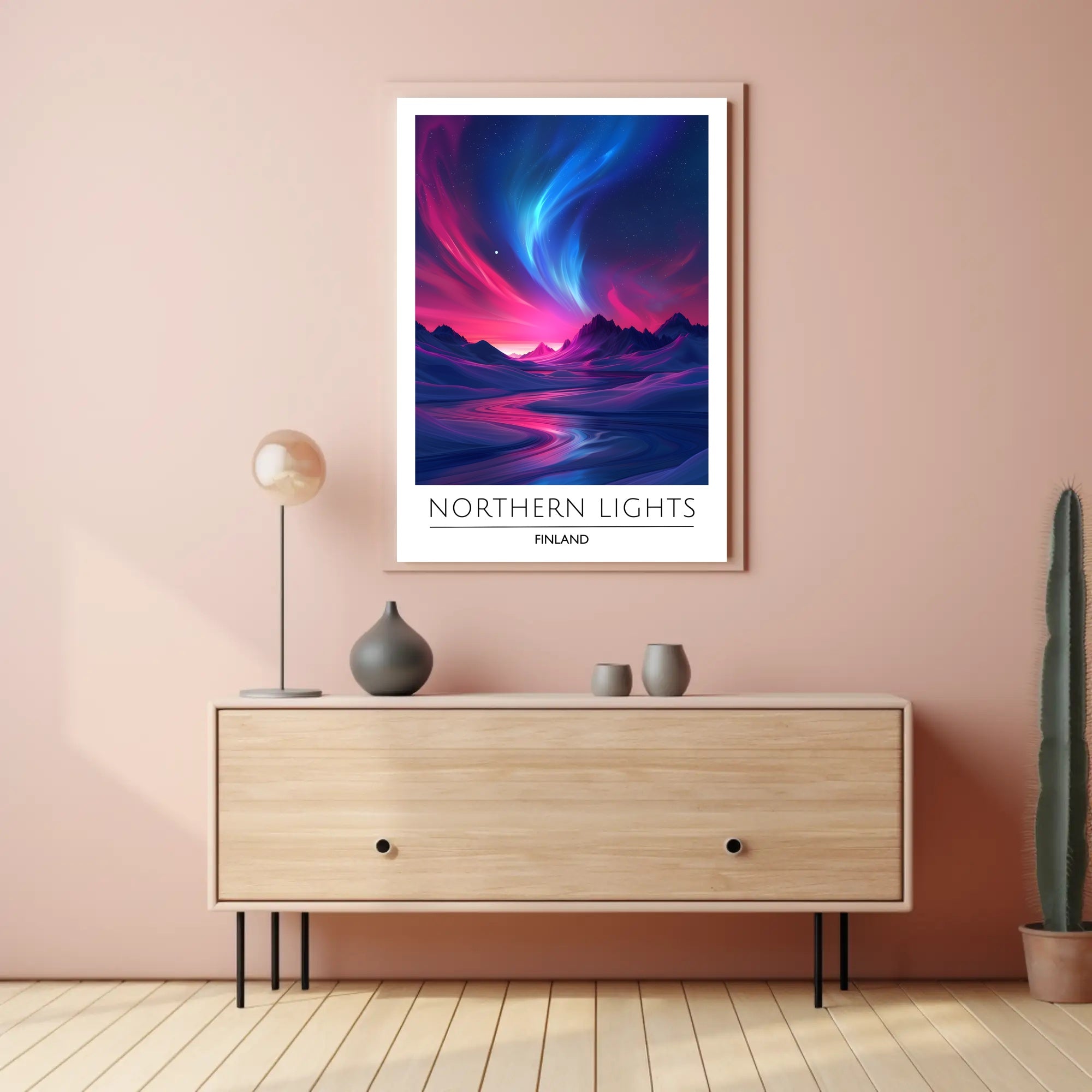 Northern Lights Finland Travel Poster