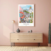 Vibrant Genova Street Scene Poster PosterGoat