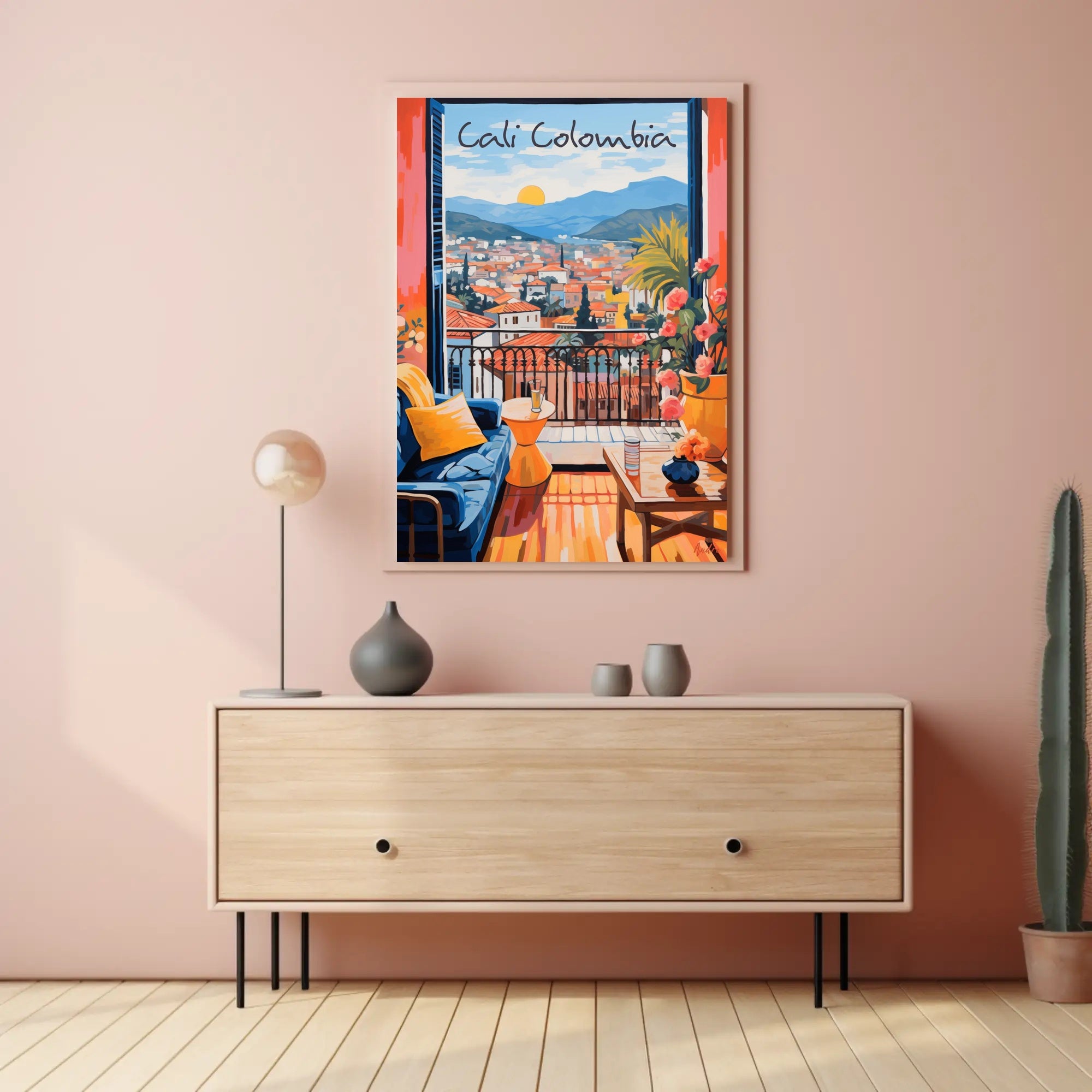 Cali, Colombia: Sunset Serenity Through an Open Window Poster