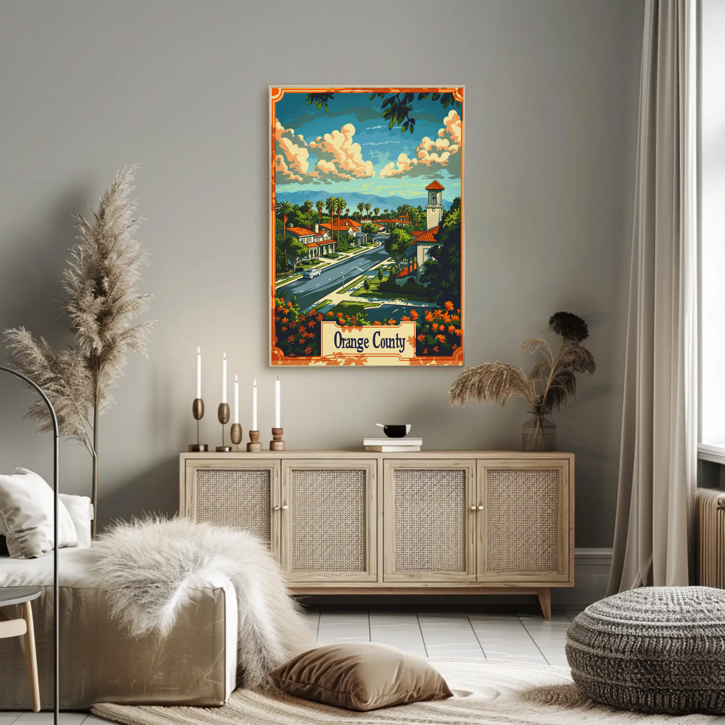Orange County California Suburb Travel Poster