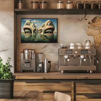 Surreal Faces in Water Abstract Artistic Poster