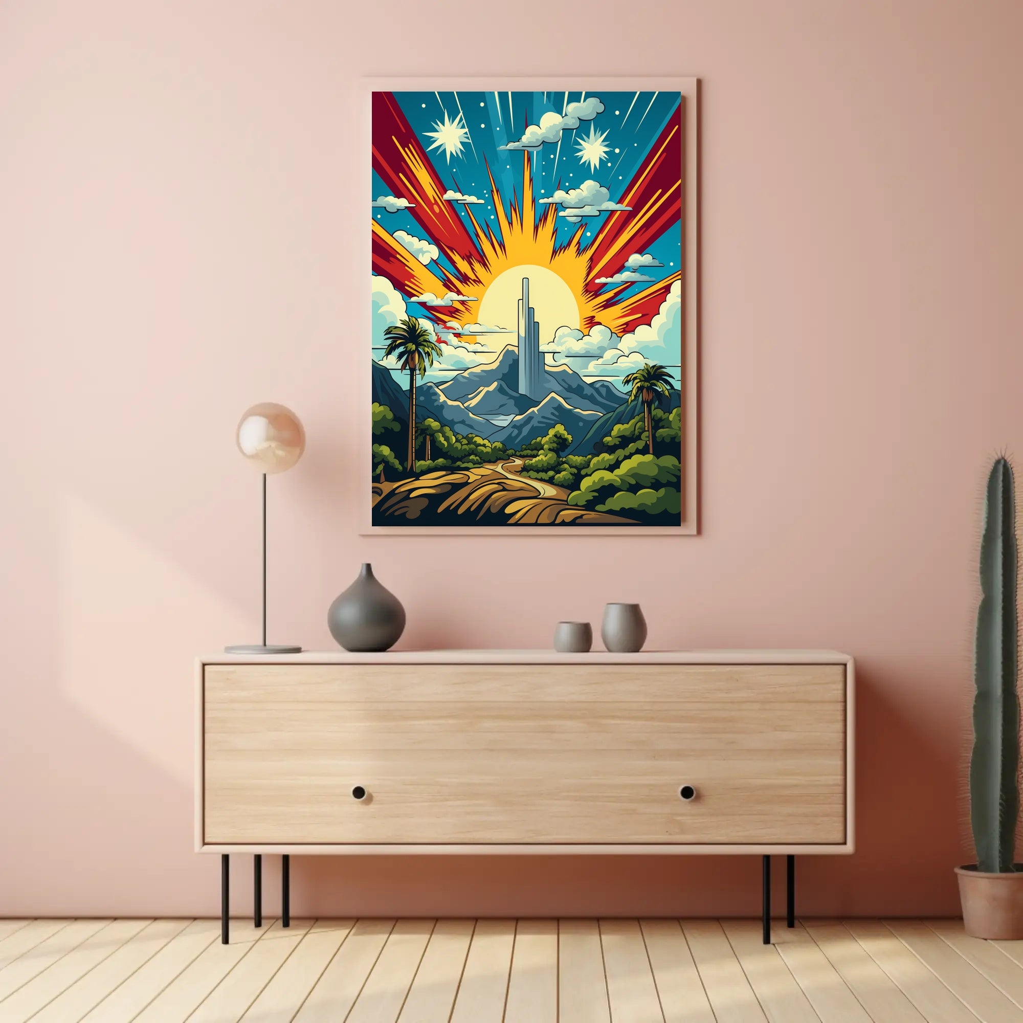 Celestial Sunrise Over Mountains Poster