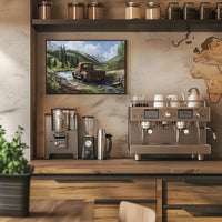 Vintage Truck in Serene Mountain Landscape Poster