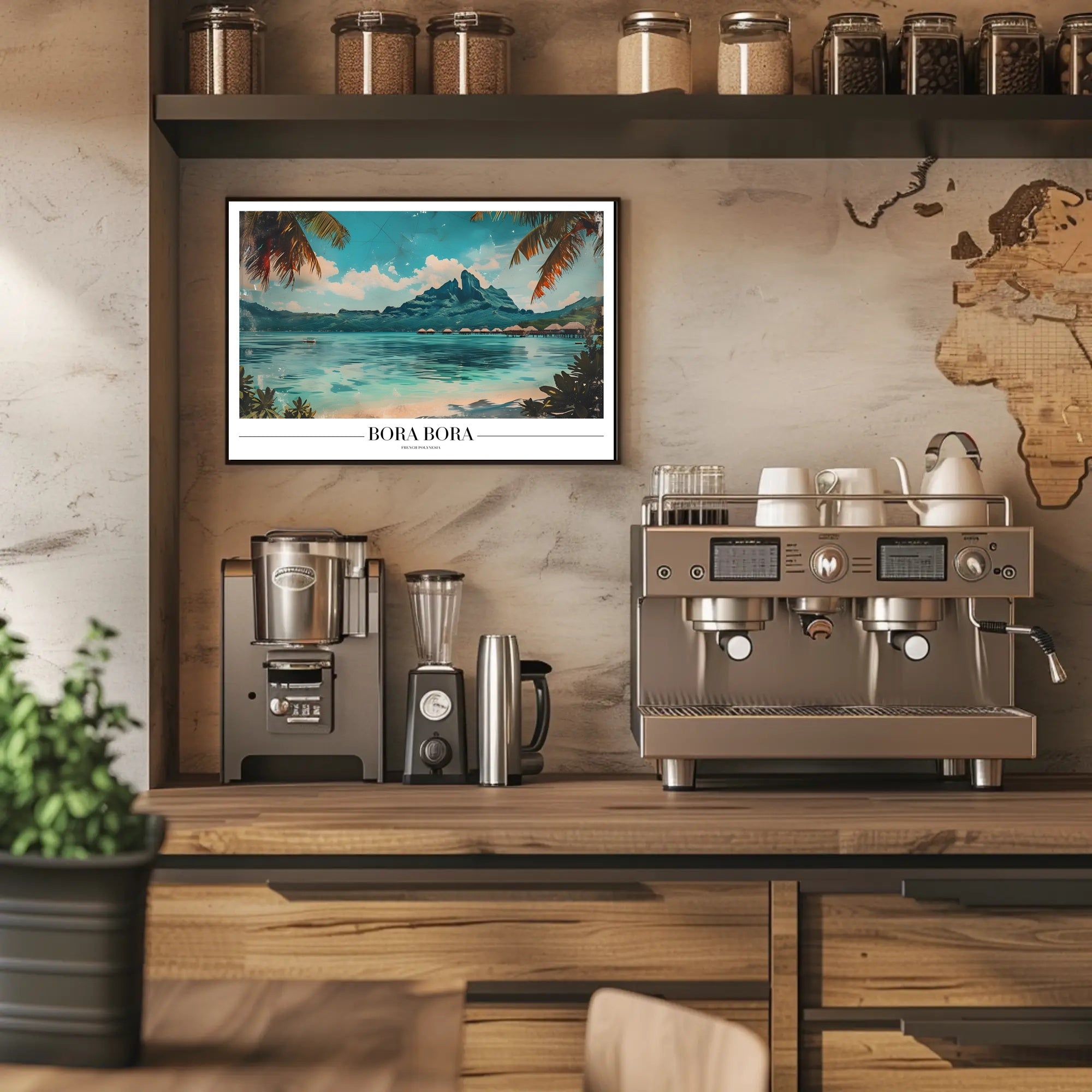 Bora Bora Vintage Travel Illustration Poster