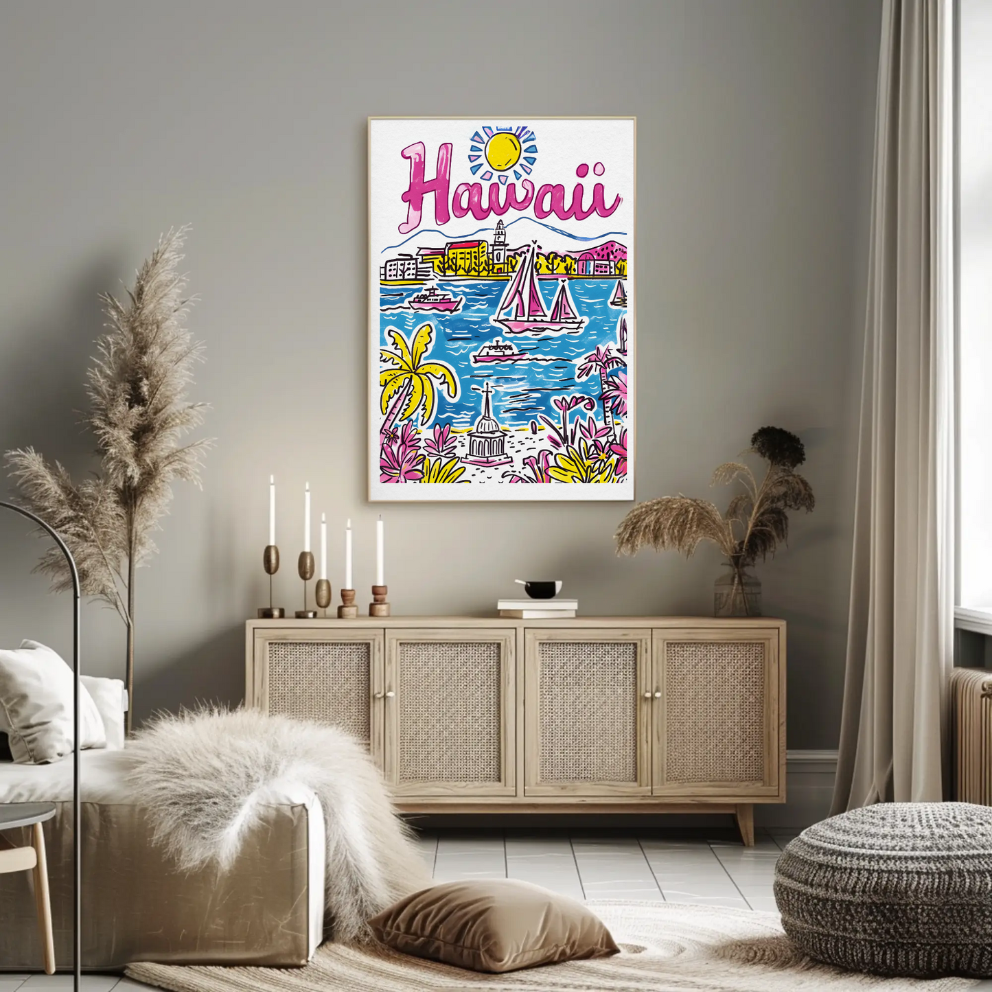 Hawaii USA Tropical Ocean Paradise Colorful Scenery Travel Poster