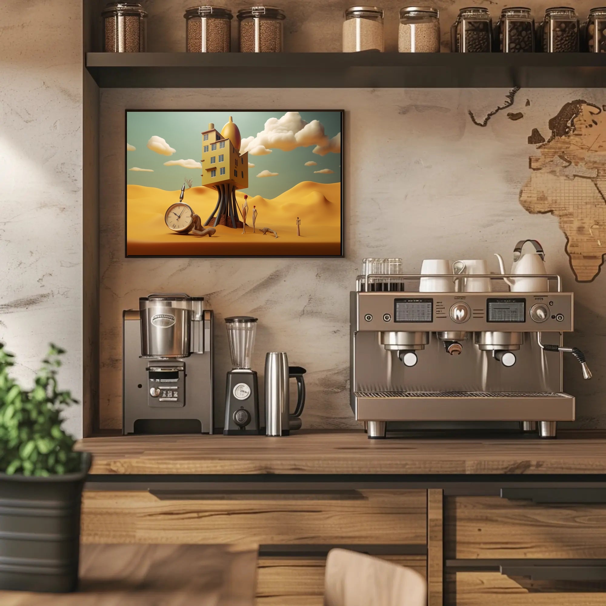 Surreal Dreamlike Landscape with Elevated House Artistic Poster