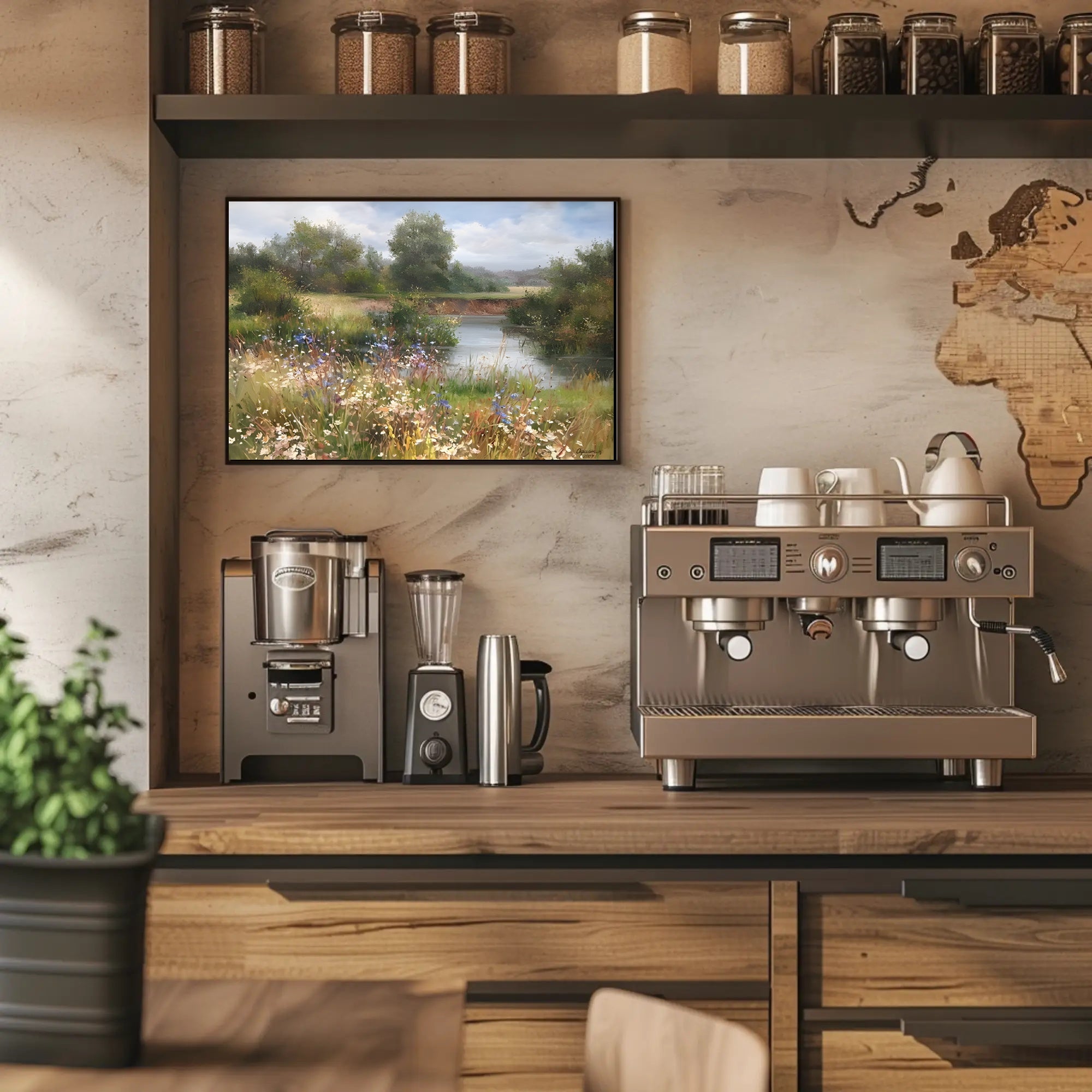 Tranquil Riverside Landscape Poster