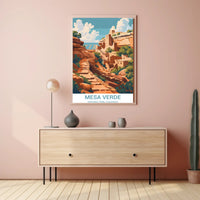 Mesa Verde National Park Vintage Illustration Poster
