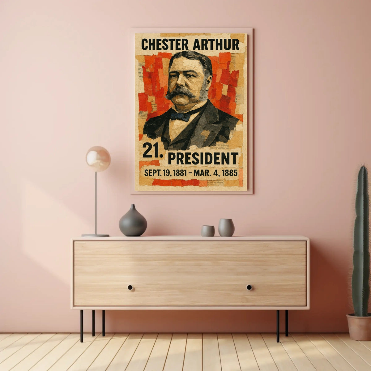 Chester A. Arthur 21st President of the United States Layered paper Collage Poster