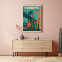 Brooklyn Bridge New York City Poster Vintage Wall Art