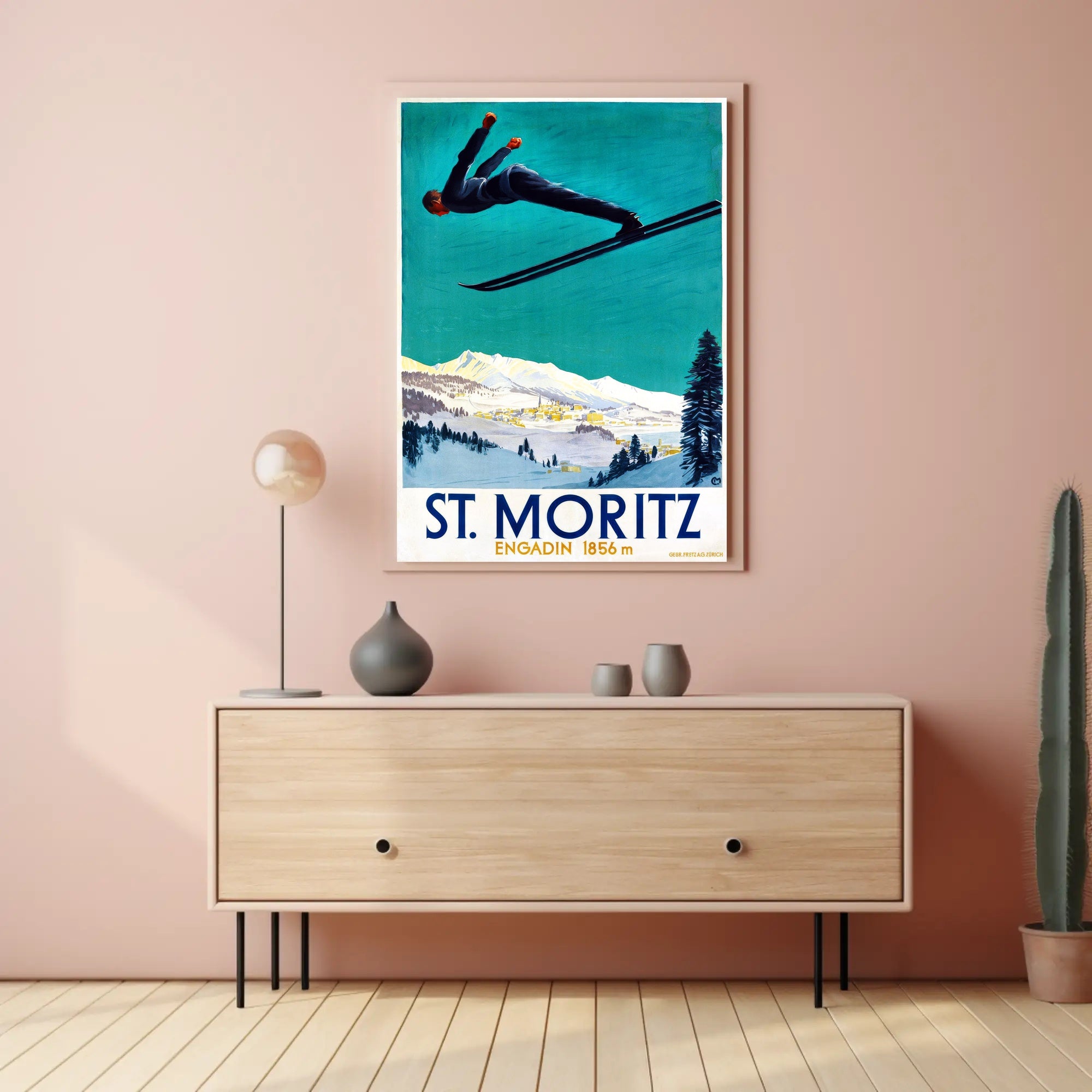 Ski Jumper Adventure in St. Moritz Sports Poster PosterGoat