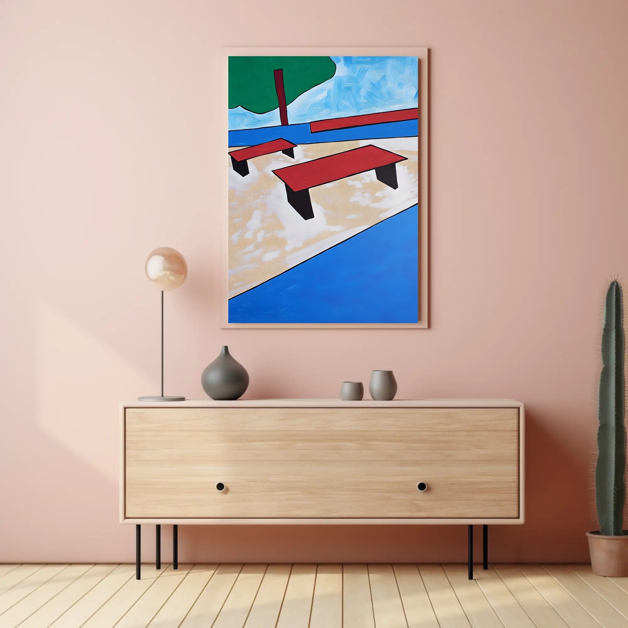 Abstract Park Scene Poster Modern Minimalist Print