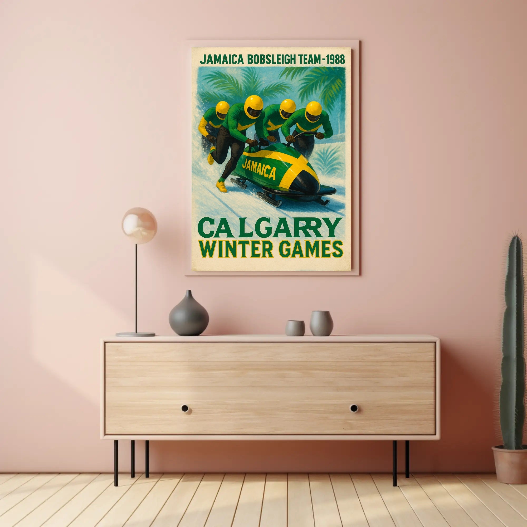 Jamaica Bobsleigh Team 1988 Winter Poster