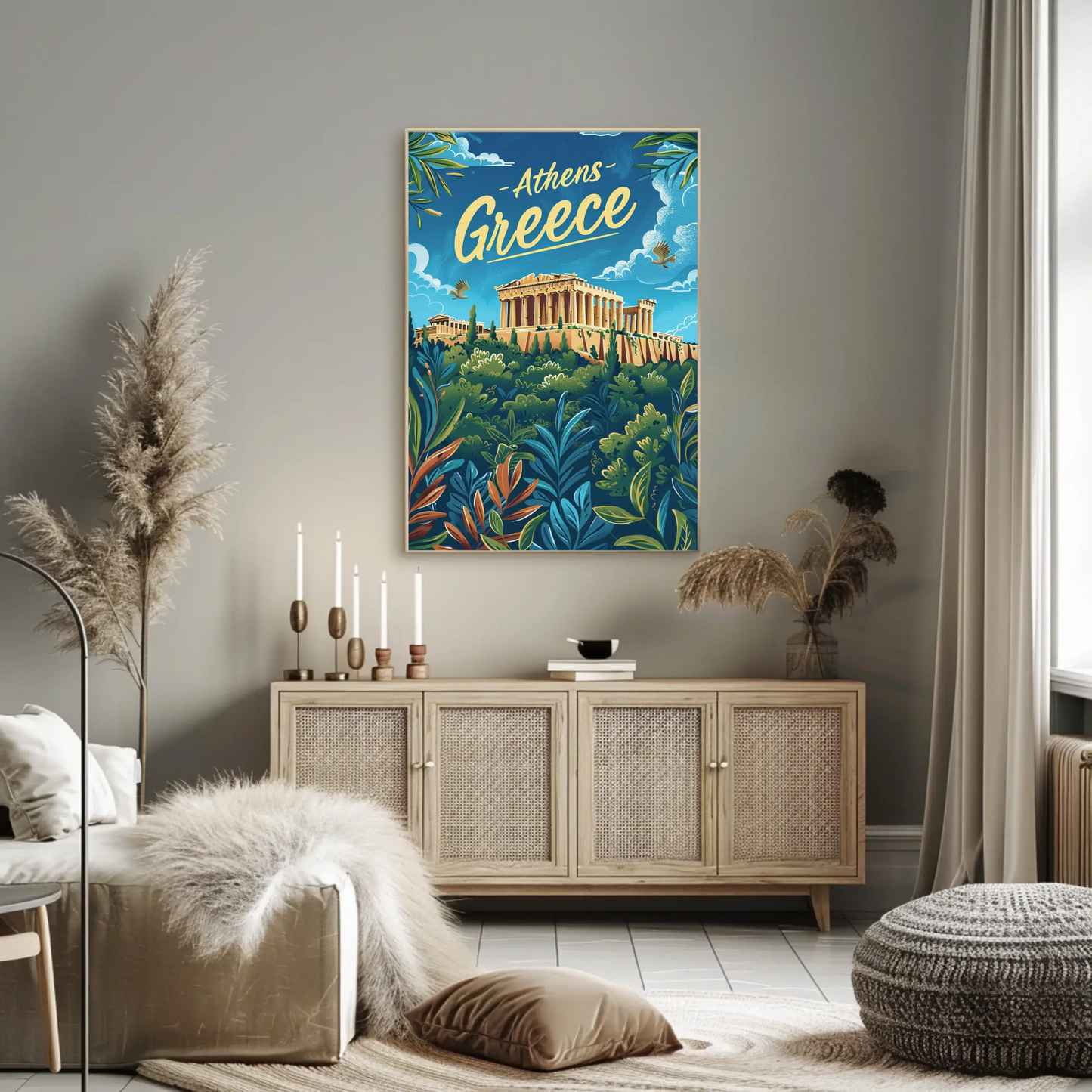 Athens Greece Ancient Acropolis View Travel Poster