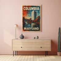 Columbia Maryland Scenic Cityscape Travel Minimalist Retro Vintage Collectors Poster