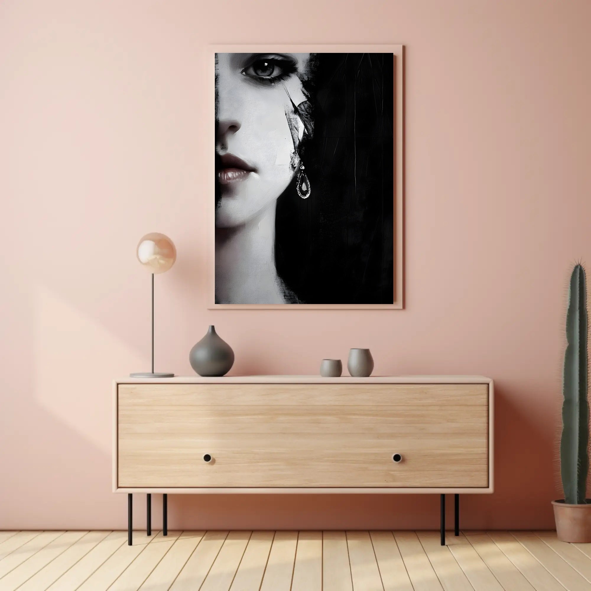 Striking Surreal Portrait Black & White Artistic Poster PosterGoat