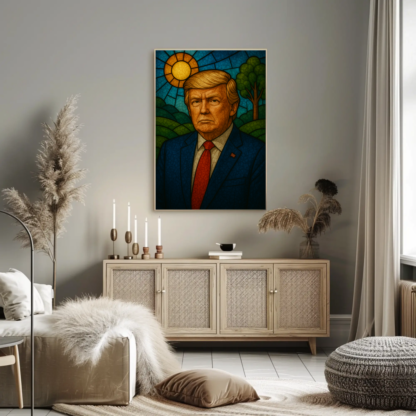 Donald Trump Stained Glass Style Poster