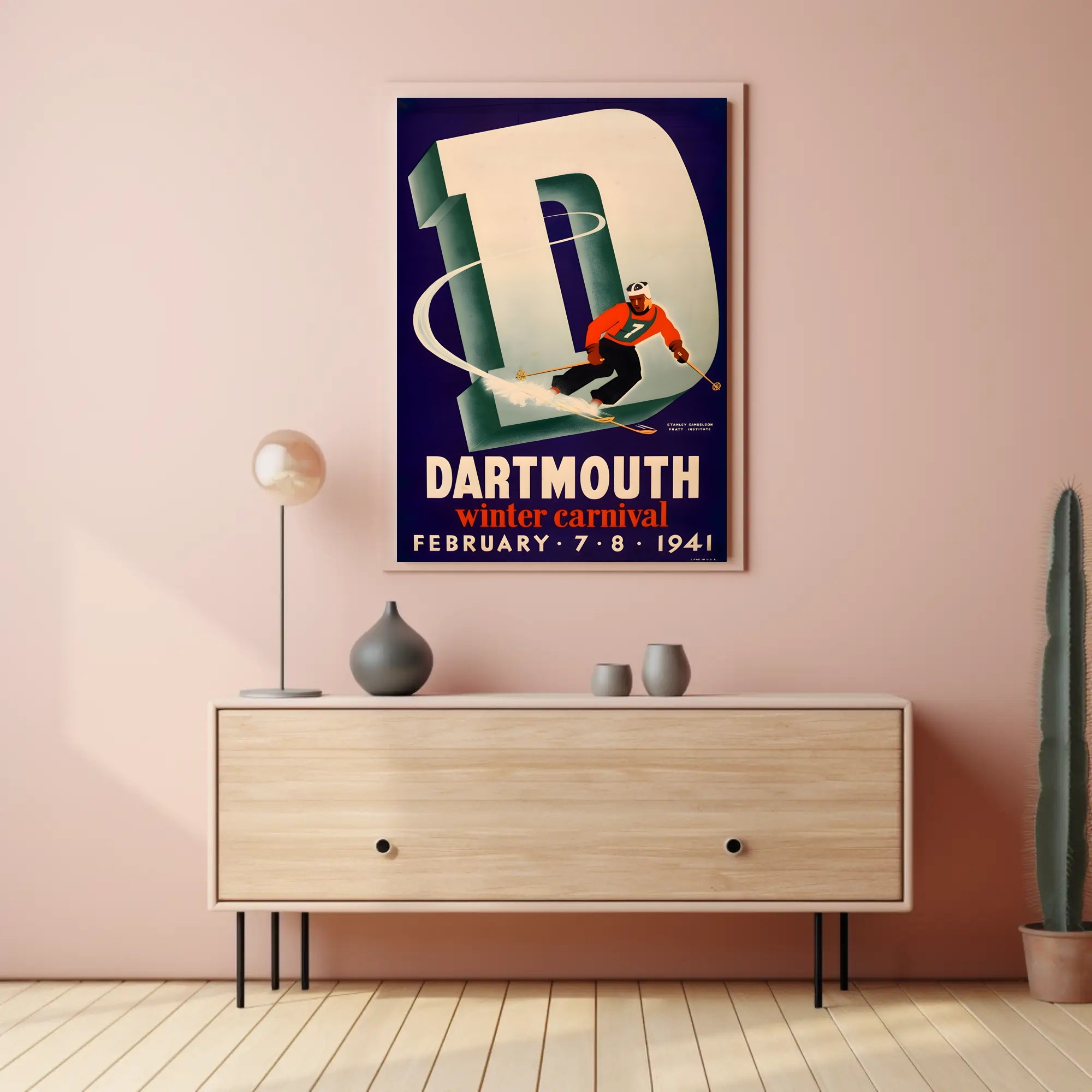 Dartmouth Winter Carnival 1941 Skier Sports Poster PosterGoat