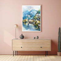 Serene Salzkammergut Austria Travel Watercolor Poster PosterGoat