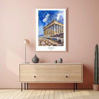 Parthenon Watercolor Poster: Vibrant Greek Travel Art PosterGoat