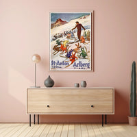 Skiing Rabbits in St. Anton Vintage Travel Poster PosterGoat