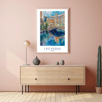 Vibrant Las Vegas Cityscape Watercolor Travel Poster PosterGoat