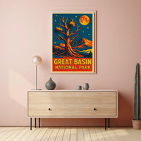Great Basin Night Sky Vintage Travel Poster