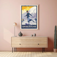 Vintage Chamonix Travel Poster - Elegant Alpine Winter Sports Adventure PosterGoat