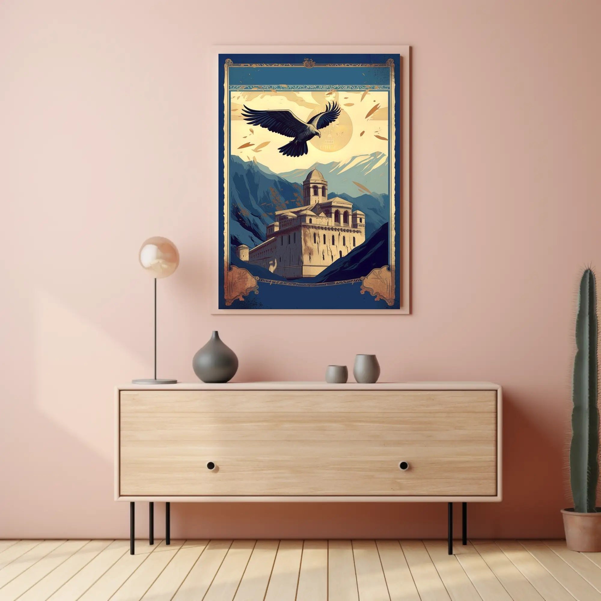 Majestic Fortress Beneath the Soaring Eagle Poster