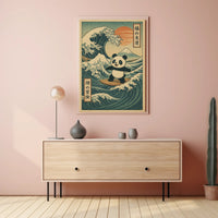 Pandas Surfing Adventure Poster PosterGoat
