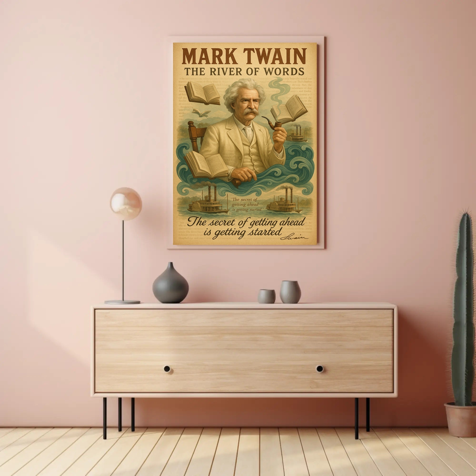 Mark Twain Inspirational River of Words Quote Motivational Poster PosterGoat