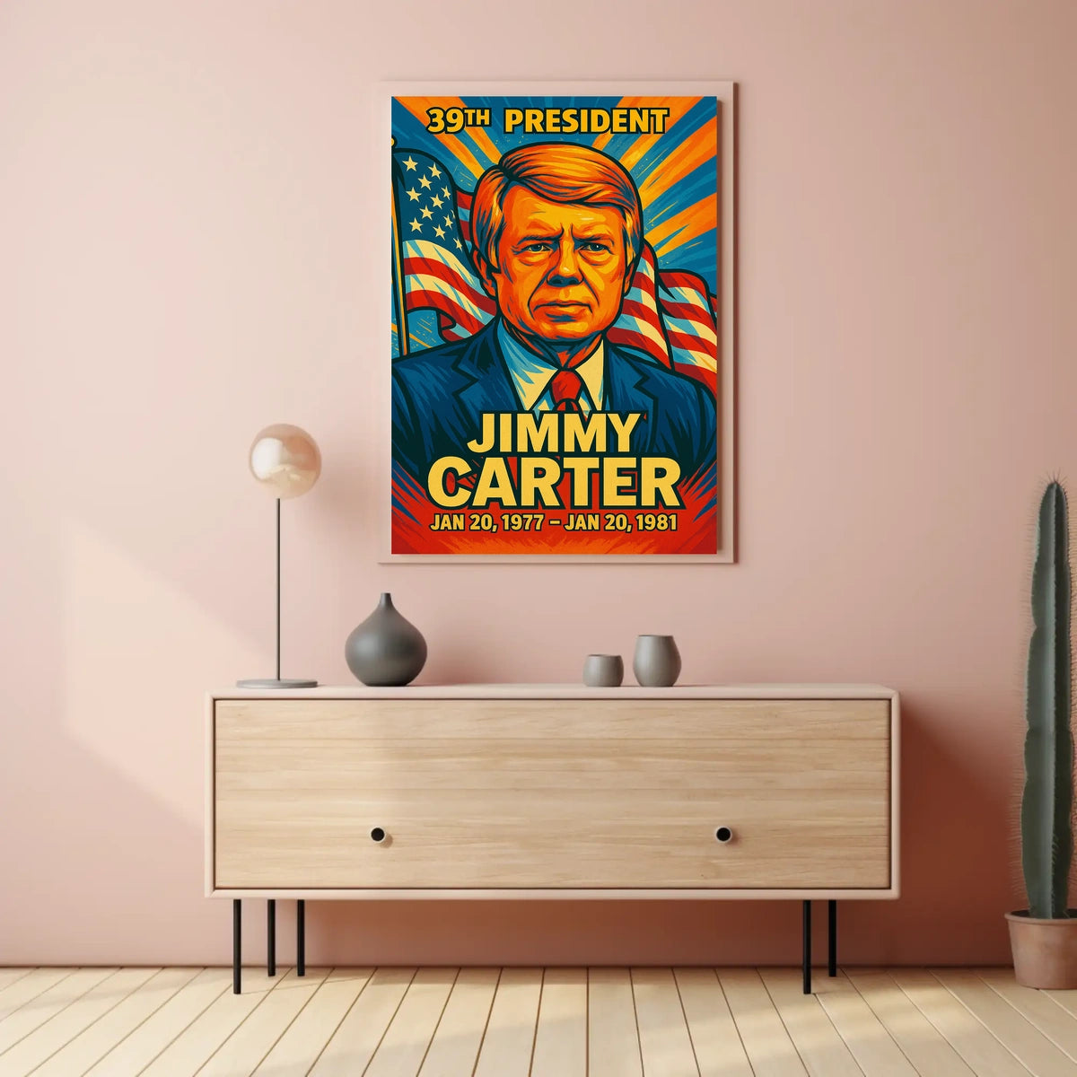 Jimmy Carter 39th President of the United States Colorful Comic Book Style Poster