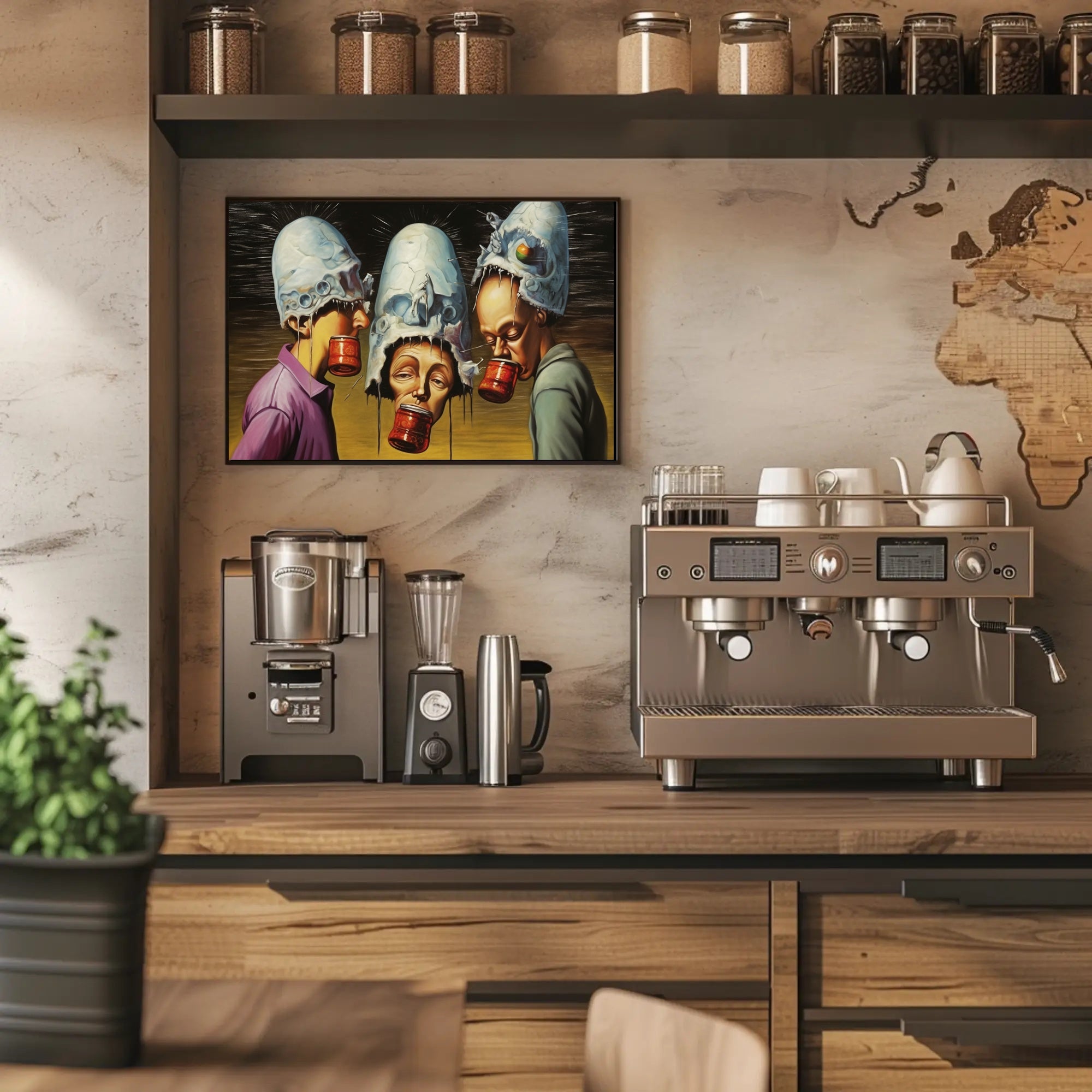 Skull-Helmets Surreal Fantasy Scene Art Poster