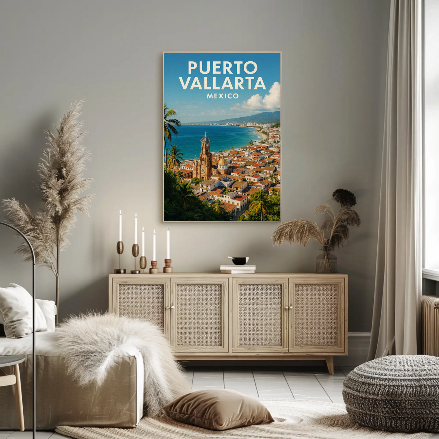 Puerto Vallarta Mexico Aerial Beach View Travel Poster