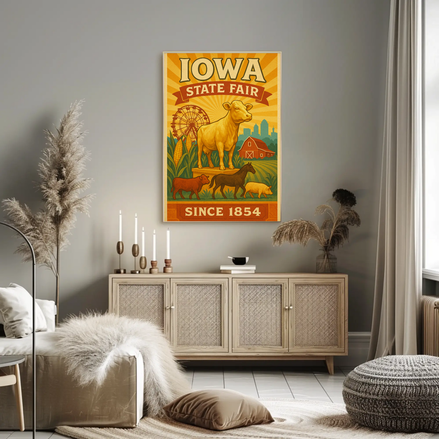 Iowa State Fair Livestock Agriculture Celebration Travel Poster