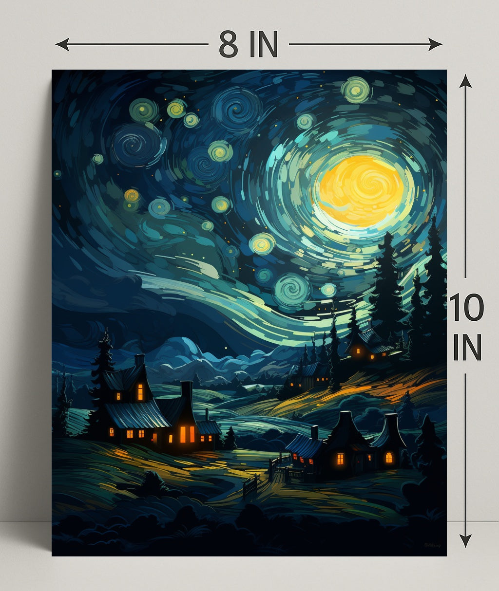 Starry Night Village Poster