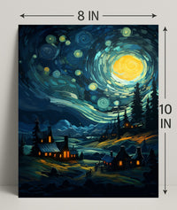 Starry Night Village Poster