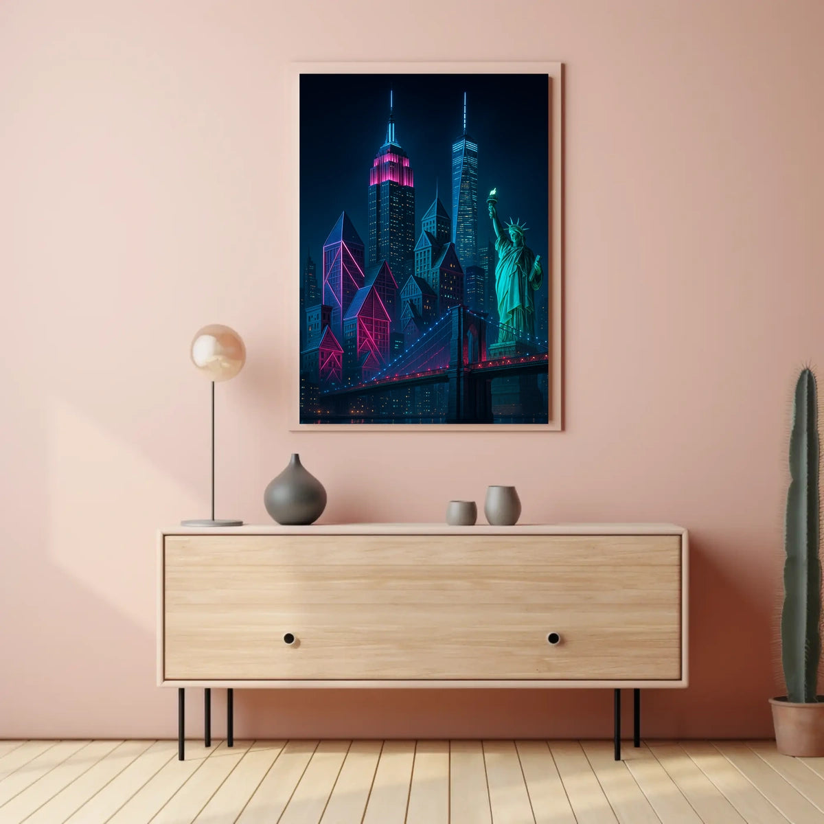 Neon Dreams Of New York Poster Cyberpunk Cityscape Urban