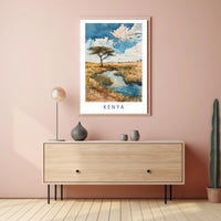 Kenya Savanna Watercolor Landscape Travel Poster PosterGoat