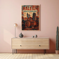 Raleigh Urban Heritage Vintage Travel Lithograph Poster