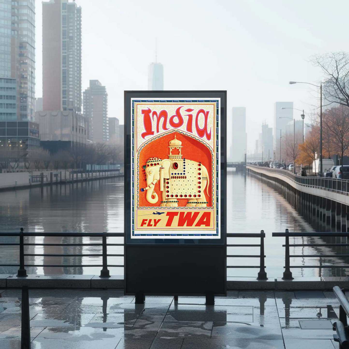 Fly TWA to India Travel Poster by David Klein
