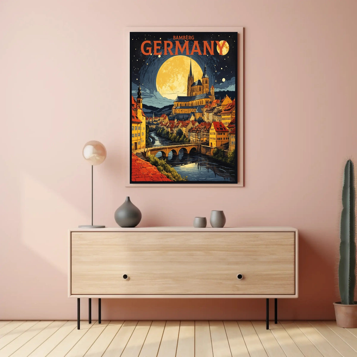 Bamberg, Germany A Nighttime Illustration Poster