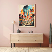 Urban Oasis Los Angeles Cityscape Abstract, Artistic Poster