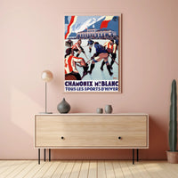 Chamonix Mont Blanc Vintage Sports Scene Poster PosterGoat