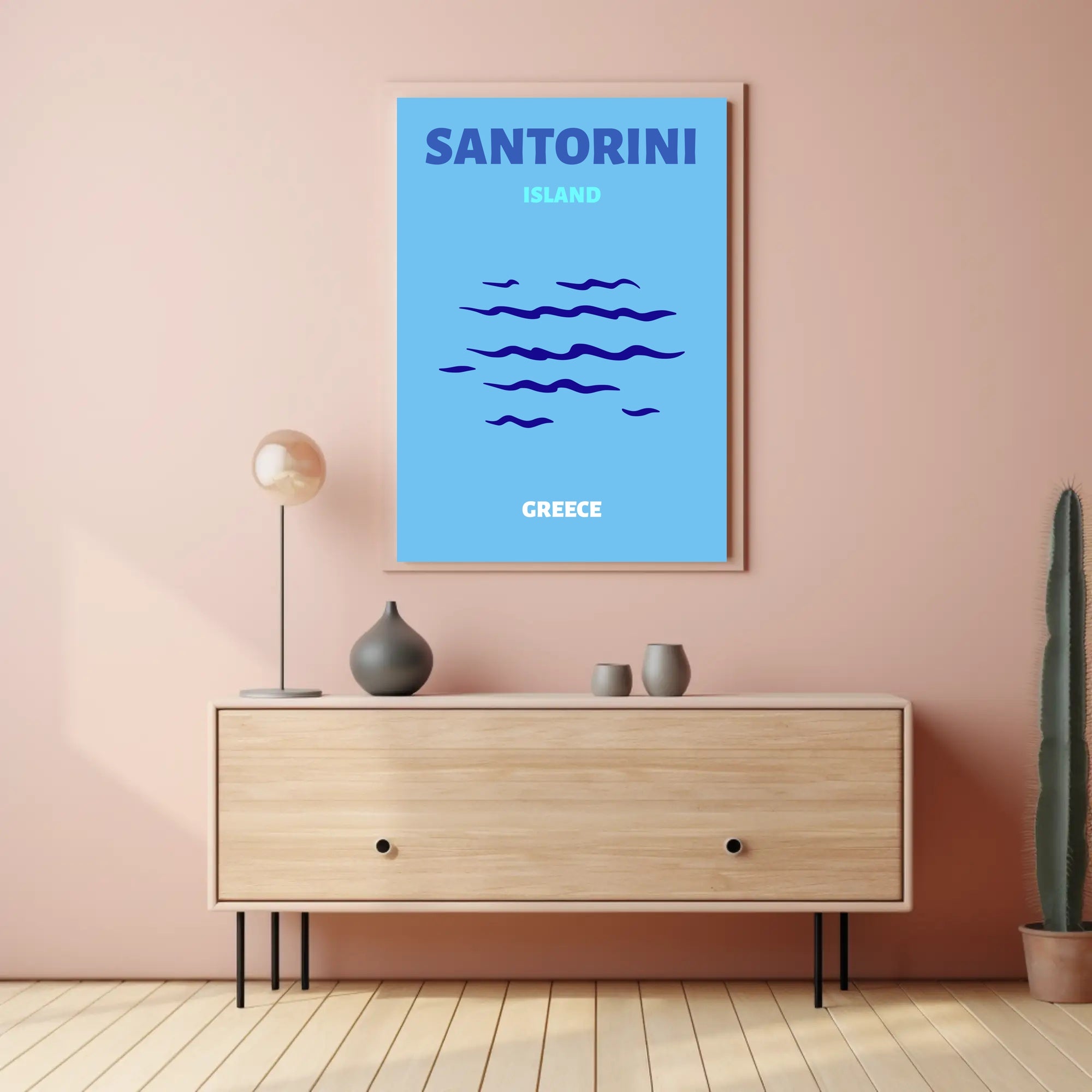 Santorini Greece Minimalist Landscape Travel Poster PosterGoat