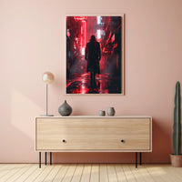 Cyberpunk Cityscape Neon Lights Art Poster PosterGoat