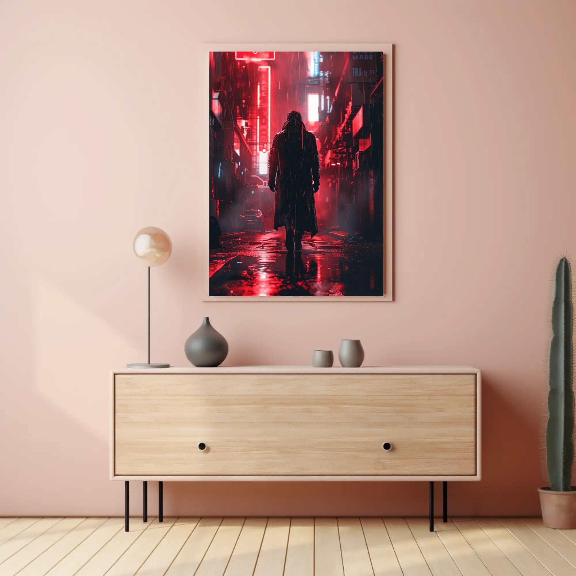 Cyberpunk Cityscape Neon Lights Art Poster PosterGoat