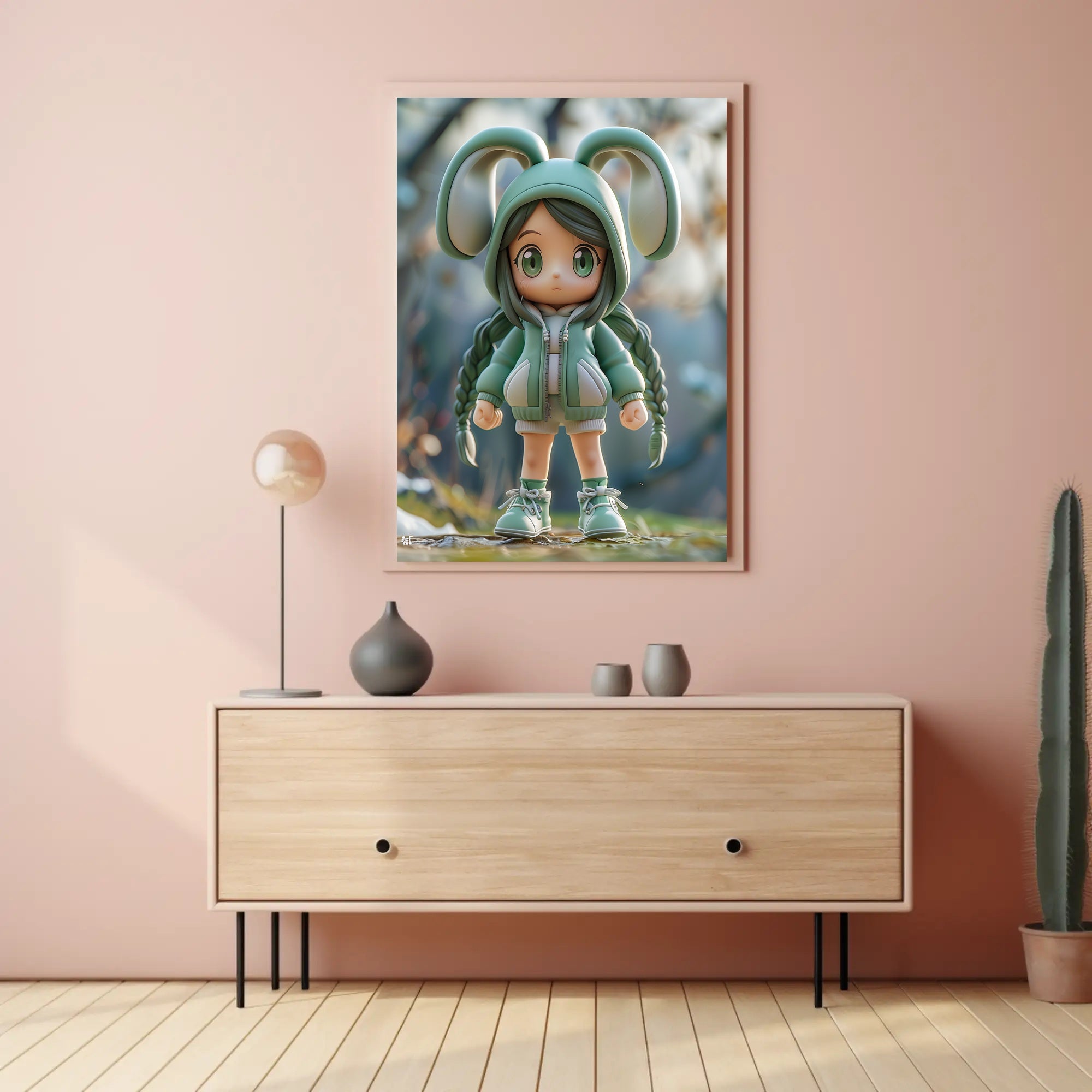 Chibi Bunny Ears Anime Pop Culture Poster PosterGoat