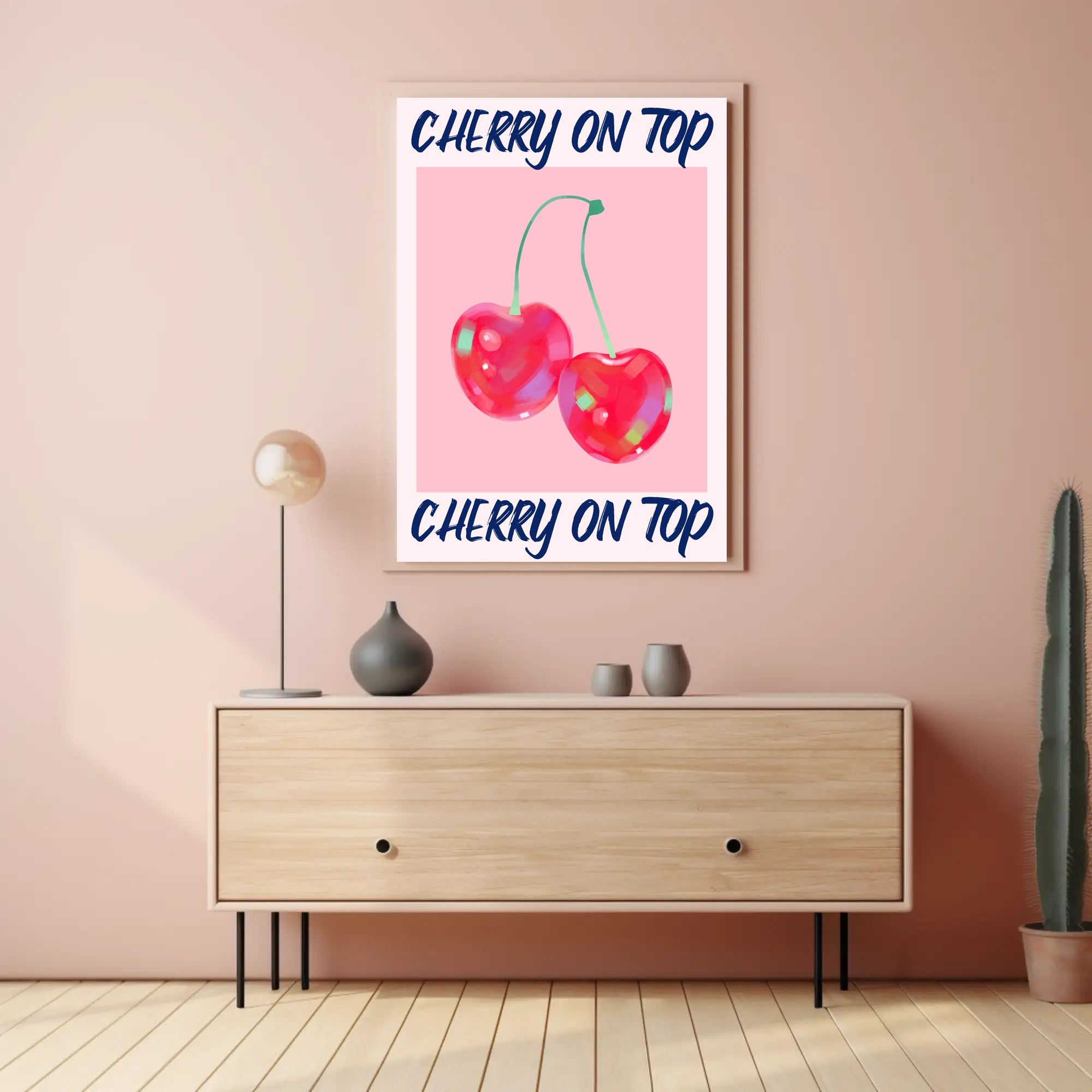 Cherry Delight: Vibrant Abstract Art Piece - Artistic Poster PosterGoat