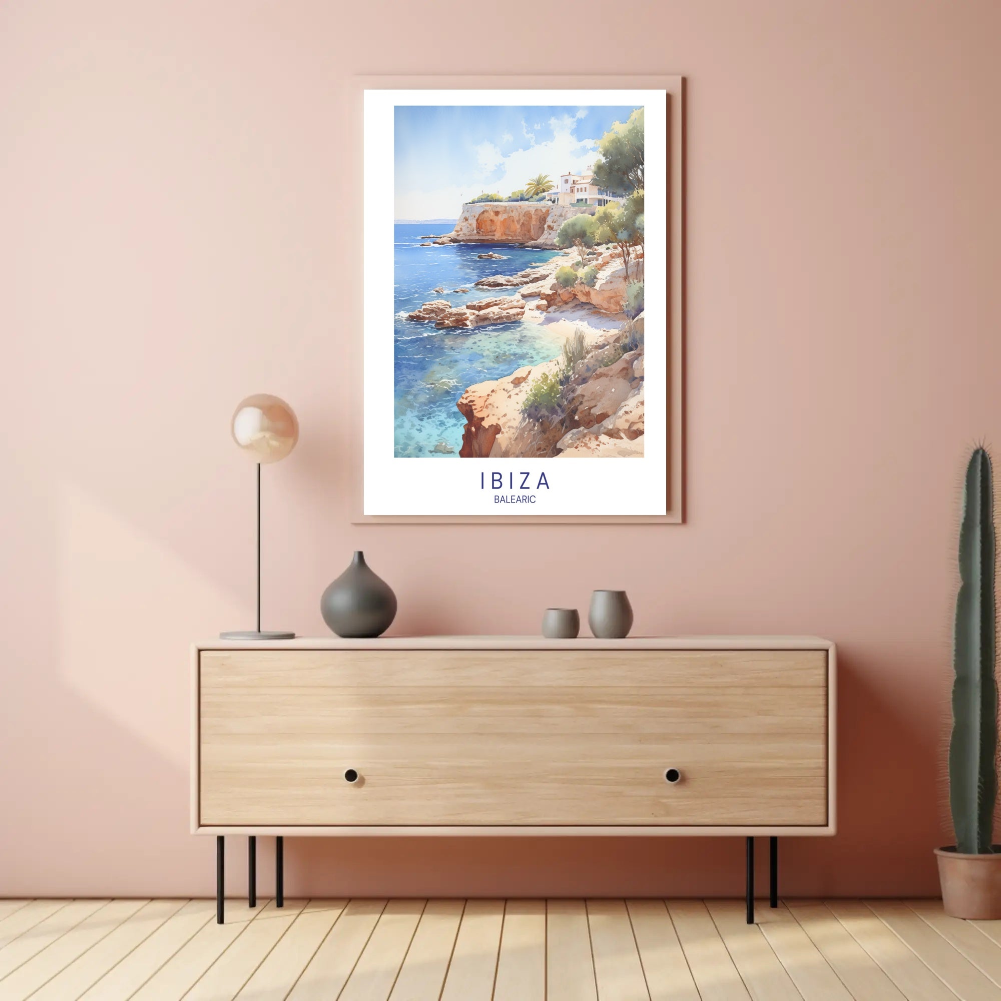 Ibiza Coastal Serenity Vintage Travel Poster PosterGoat